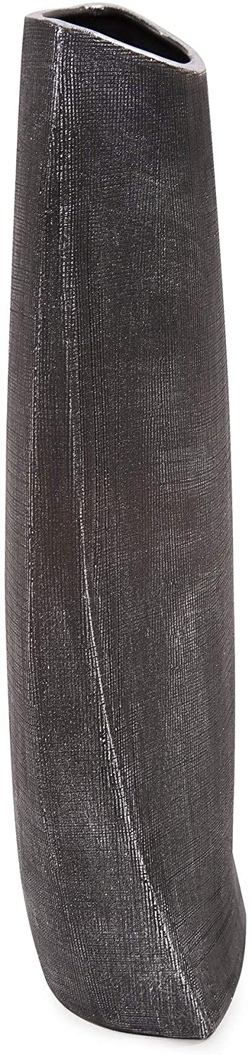 Textured Black Free Formed Ceramic Vase Tall 19h X 7w 4d - Diamond Home USA