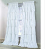 Carnival Rod Pocket Ruffled Curtain Panel Pair White Solid Shabby Chic Polyester Lined