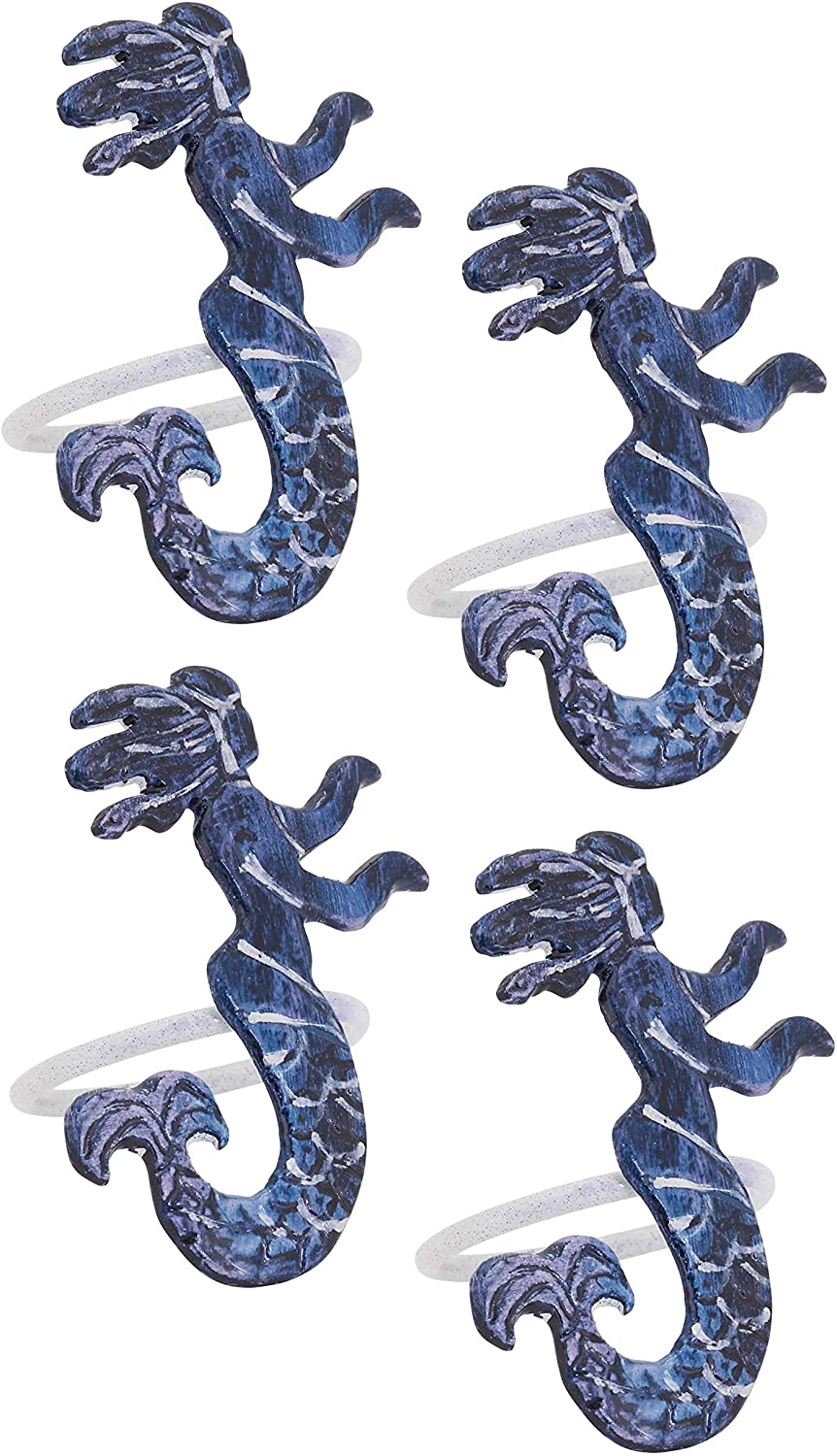 MISC Napkin Rings Mermaid Design (Set 4) Blue Brass