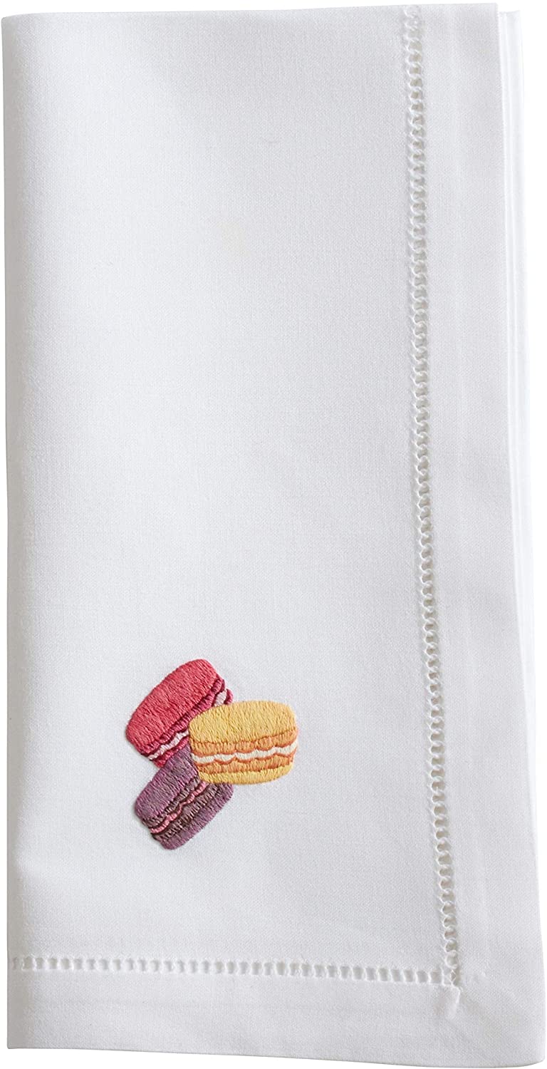 Cotton Napkins Embroidered Design (Set 6) White