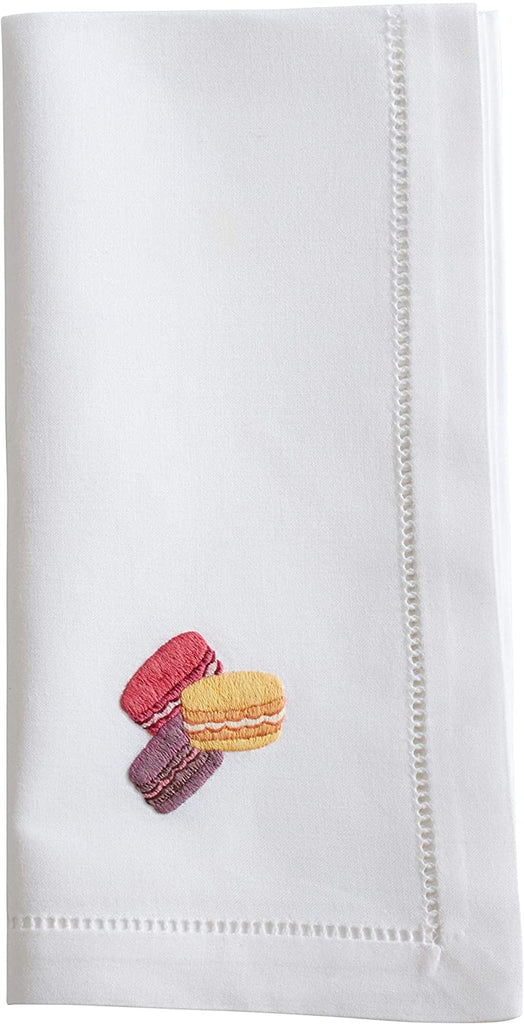 Cotton Napkins Embroidered Design (Set 6) White Square