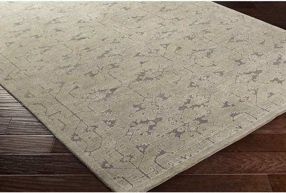 MISC Hand Knotted Indoor Area Rug 2' X 3' Brown Green Grey Oriental Traditional Transitional Rectangle Synthetic Viscose Wool Latex Free Handmade