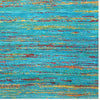 Handmade Chenille Flatweave Rug (India) 4' X 5'6" Blue Abstract Oriental Modern Contemporary Latex Free