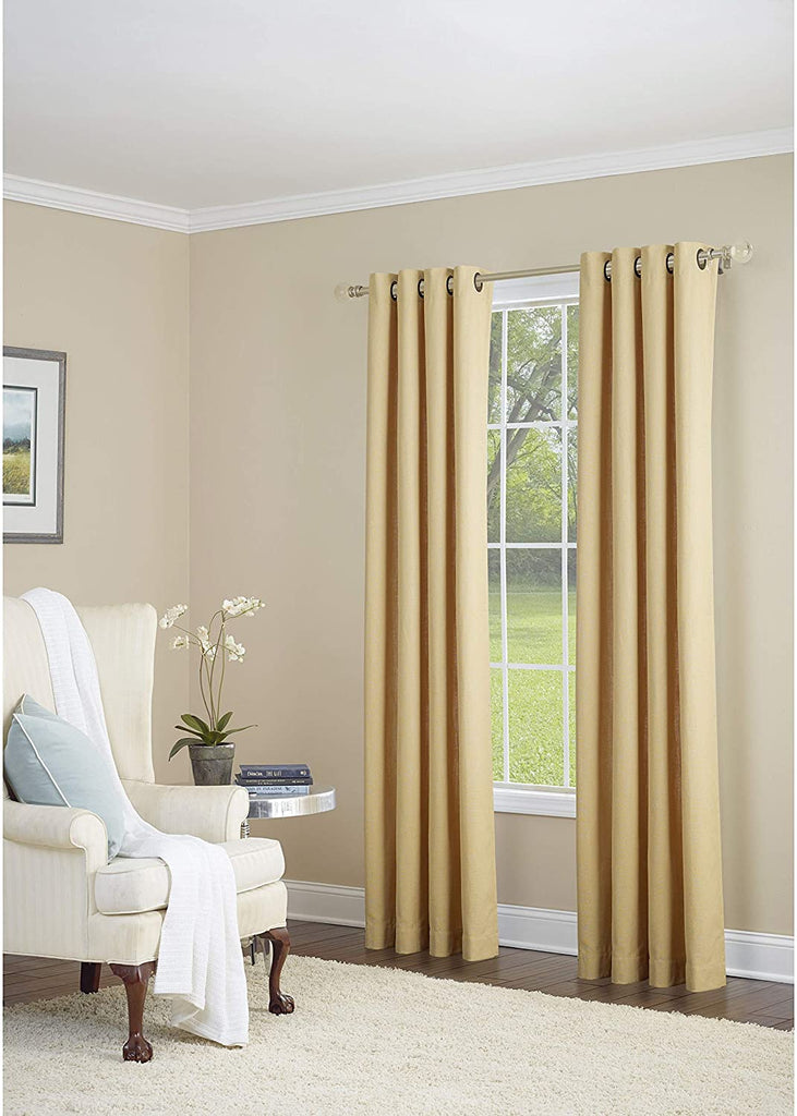 Grand Vanity Gold 52 X 84 inch Grommet top Single Curtain Panel 52x84 1 84 Inches Solid Casual Traditional Cotton Linen Polyester