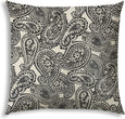 Gray Jumbo Indoor/Outdoor Zippered Pillow Cover Grey Paisley Bohemian Eclectic Polyester Closure