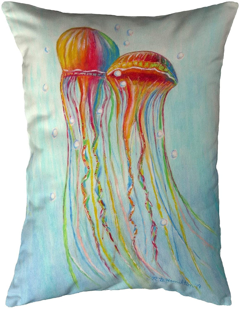 Colorful Jellyfish Extra Large Zippered Pillow 16x20 Color Graphic Nautical Coastal Polyester