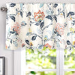 Botanical Lined Window Curtain Valance Blue Grey Floral Mid Century Modern Contemporary 100% Polyester