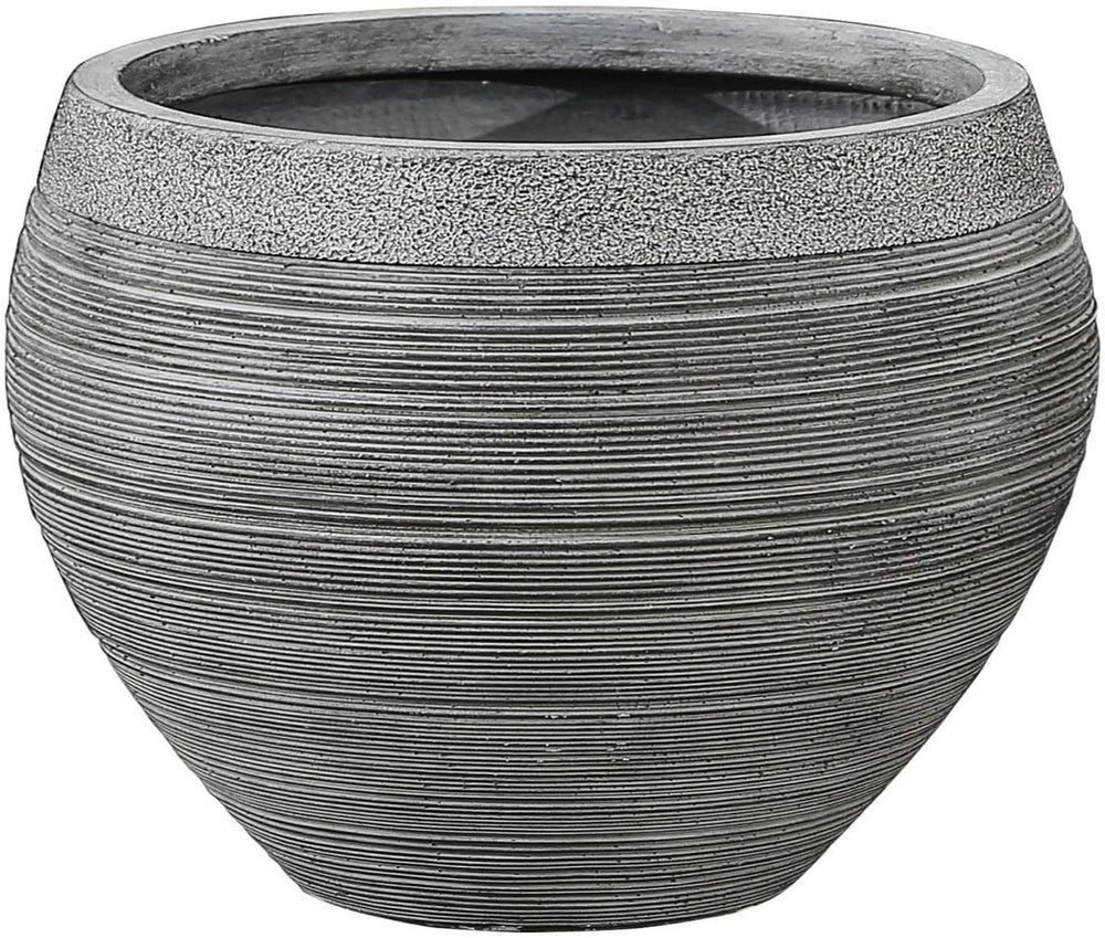 Stone Finish Pottery Bowl Planter (Small) Grey Modern Contemporary Round Handmade - Diamond Home USA