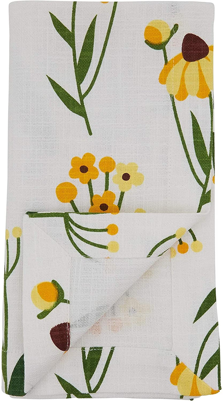 MISC Cotton Table Napkins Daisy Floral Design (Set 4) 20" X Yellow Square