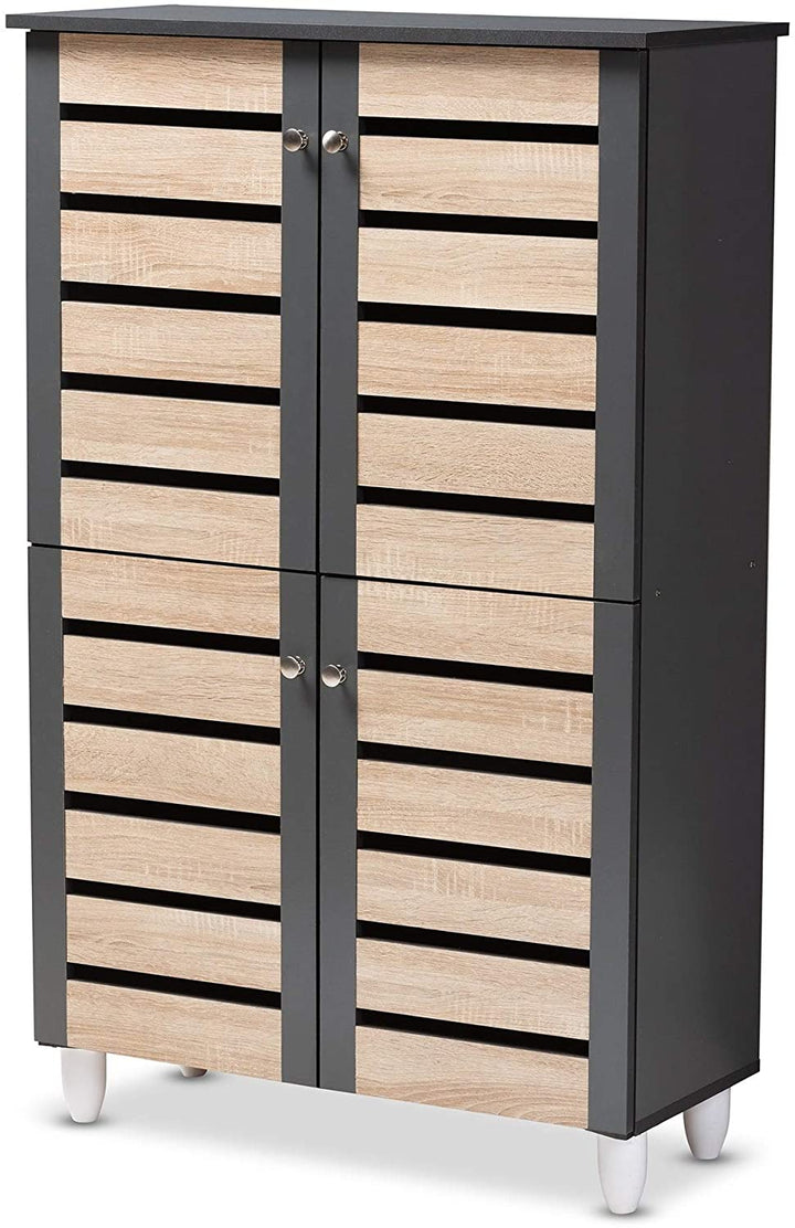 Contemporary Shoe Storage Cabinet Brown Modern Wood Includes Hardware - Diamond Home USA