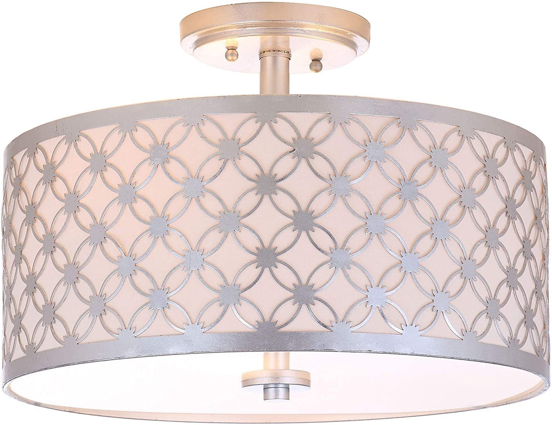 Lighting Hutch 3 Light Silver Flush Mount Metallic Glam Transitional Acrylic Iron Bulbs Included Energy Efficient