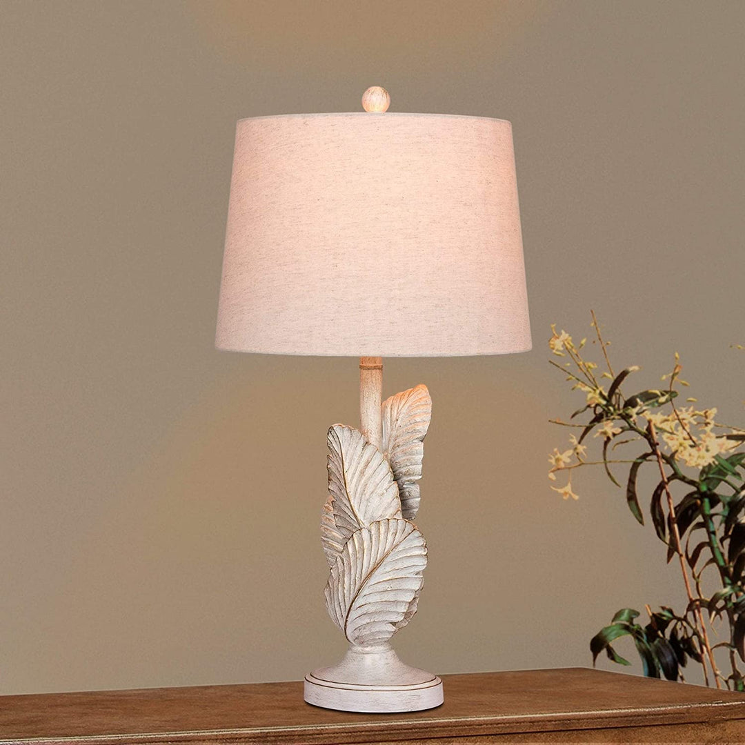 Lighting's 27 5" Palm Resin Table Lamp Antique White Transitional