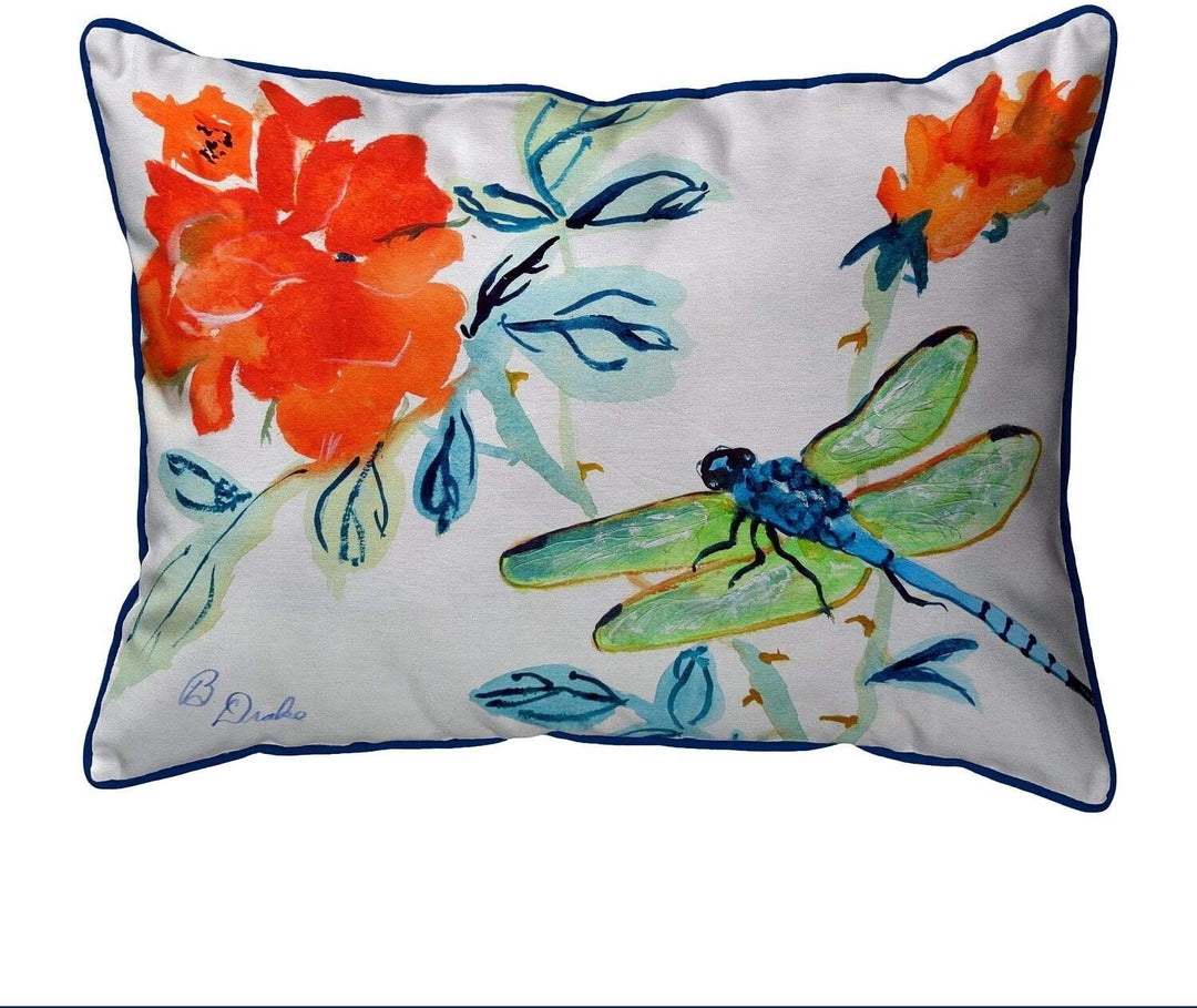 Dragonfly Red Flower Large Pillow 16x20 Color Graphic Casual