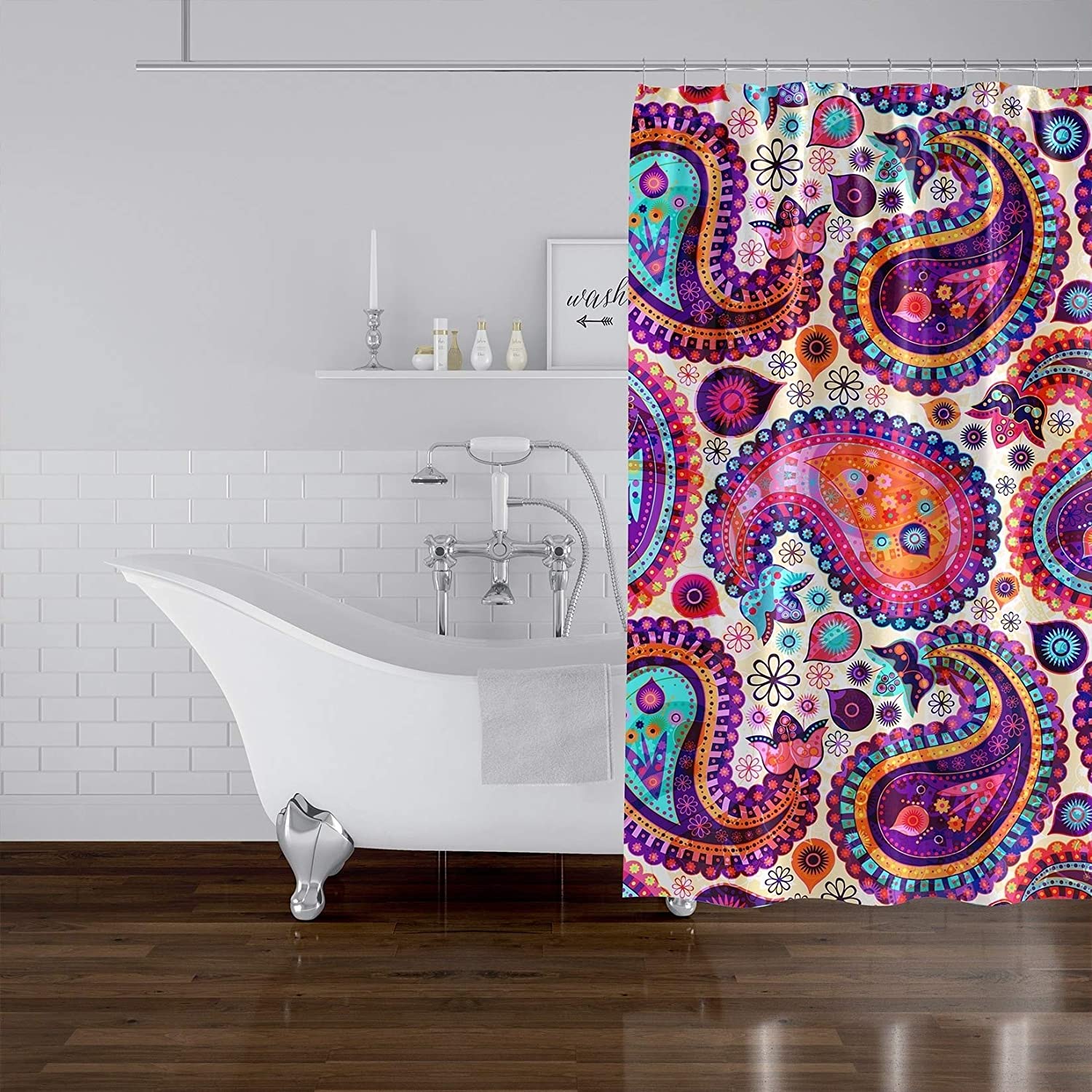 MISC Shower Curtain by 71x74 Purple Geometric Bohemian Eclectic Polyester