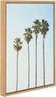 'Sylvie Four Palm Trees' Natural Framed Canvas Wall Art Modern Contemporary Rectangle