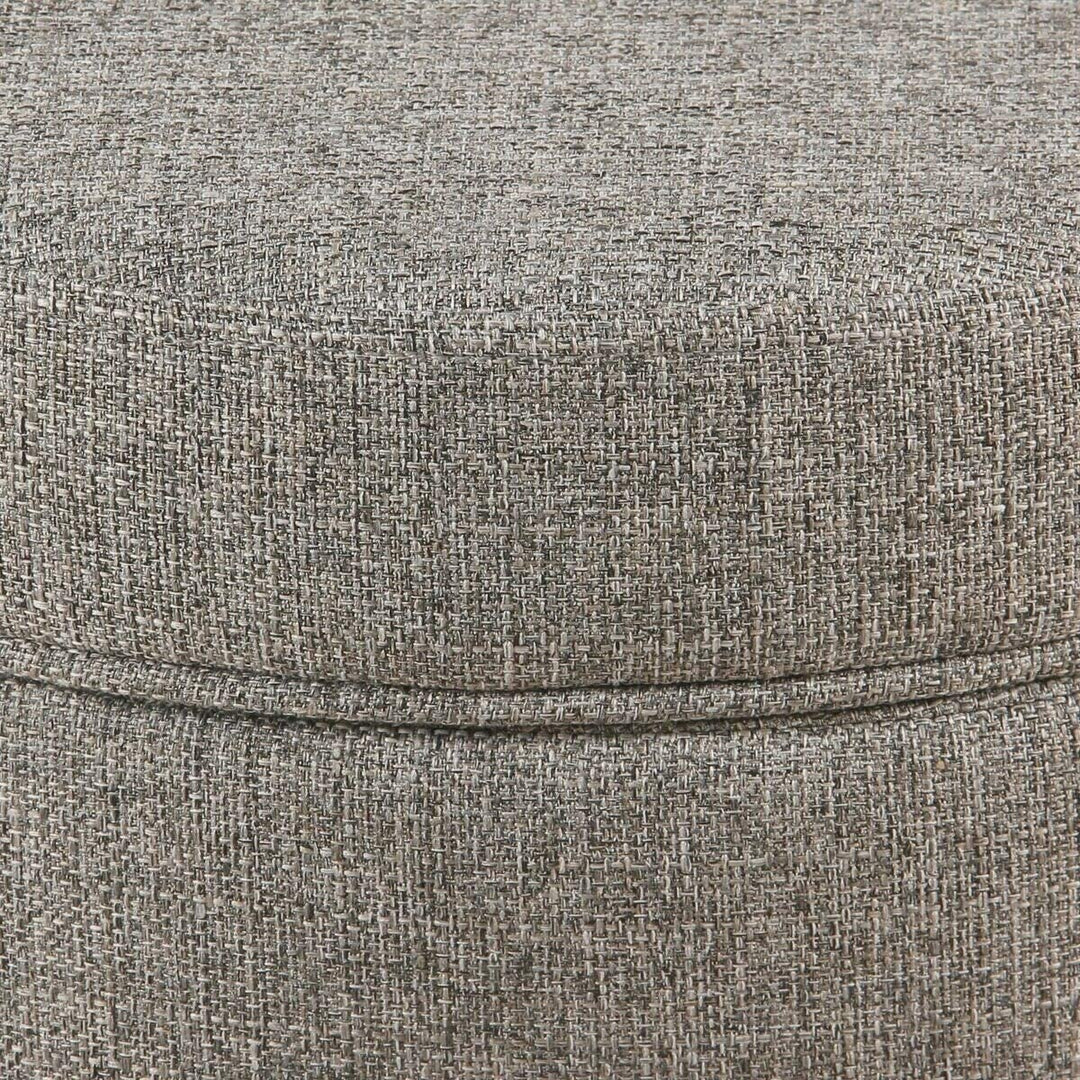 Light Gray Tweed Round Storage Ottoman Grey Solid Mid Century Modern Fabric