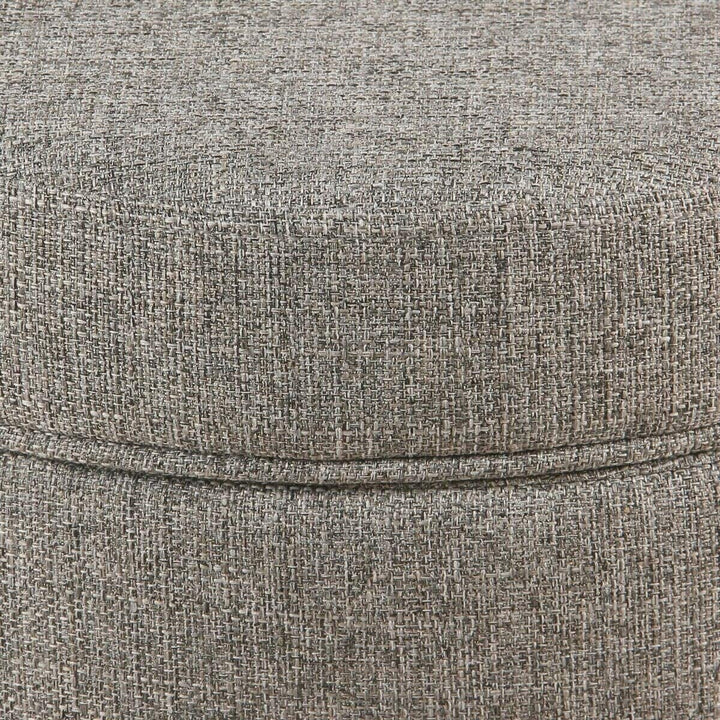 Light Gray Tweed Round Storage Ottoman Grey Solid Mid Century Modern Fabric