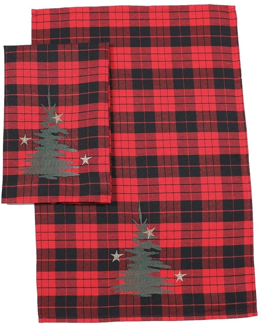 Christmas Tree Decorative Tartan Towels 14"x22" Set 2 Color