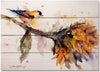 Bird Sunflower 20x14 Indoor/Outdoor Full Color Wall Art Transitional Pine