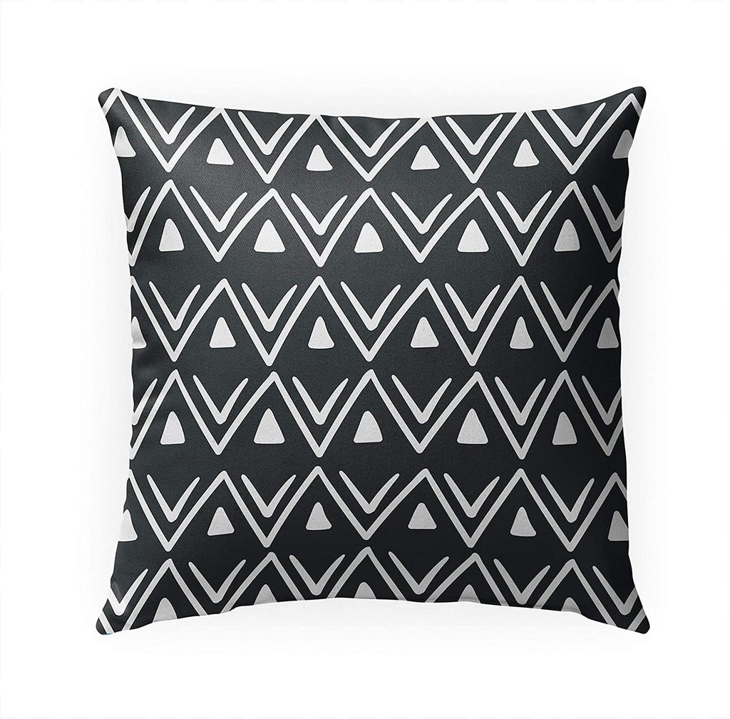 MISC Etched Zig Zag Black Indoor|Outdoor Pillow by 18x18 Black Geometric Southwestern Polyester Removable Cover