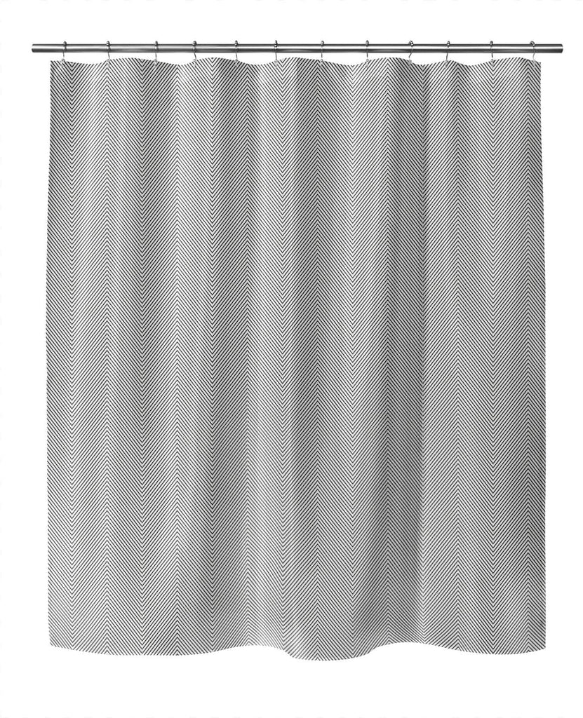 Stitched Zig Zag Tribal Bw Shower Curtain by Black Chevron Modern Contemporary Polyester