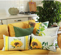 UKN Fall Season Sunflowers Throw Pillow Covers 18''x18'' (Set 4) Yellow Floral Farmhouse Polyester Set 3 More Removable Cover