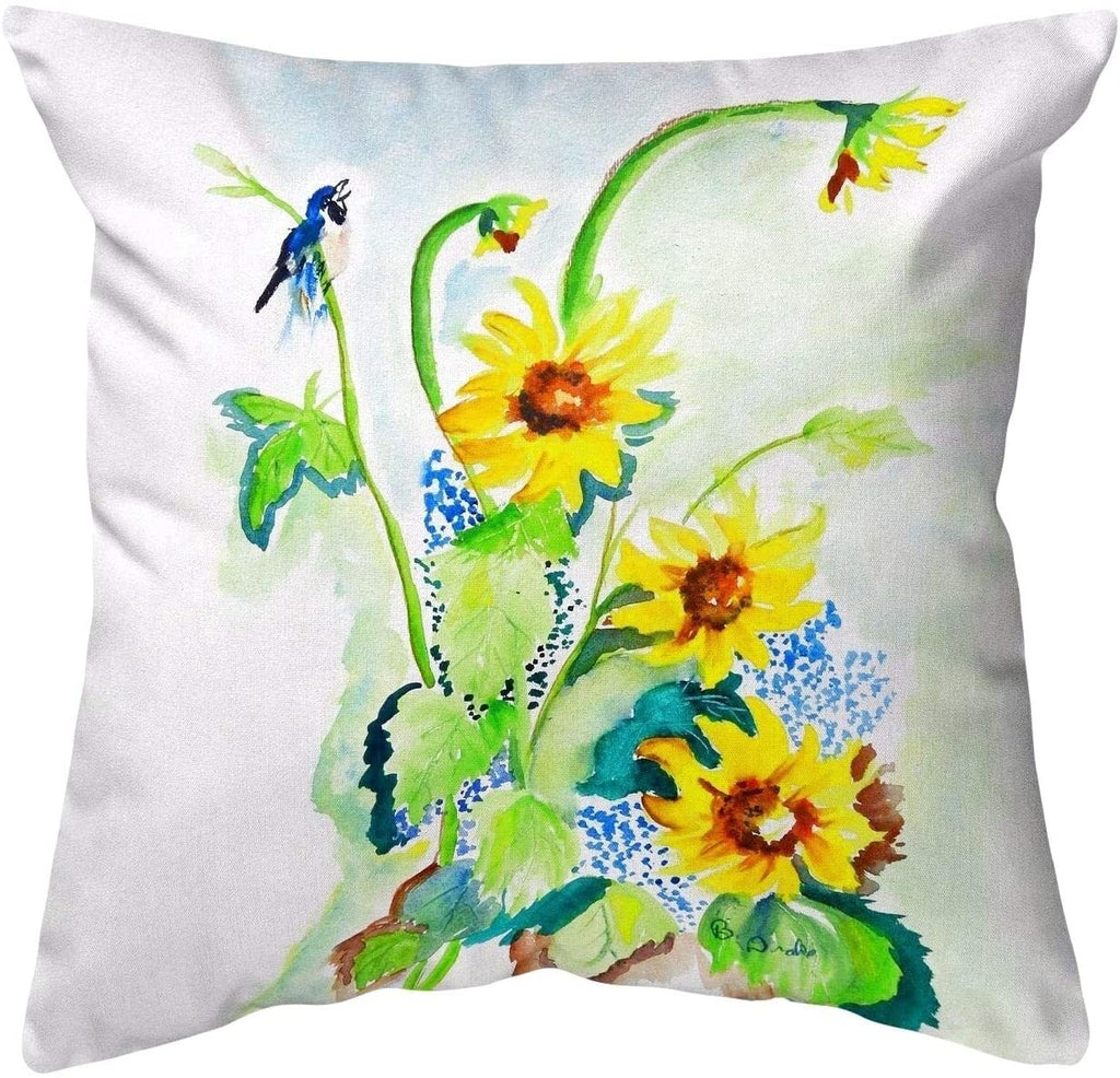 Sunflower Bird Noncorded Pillow 12x12 Color Graphic Casual Polyester