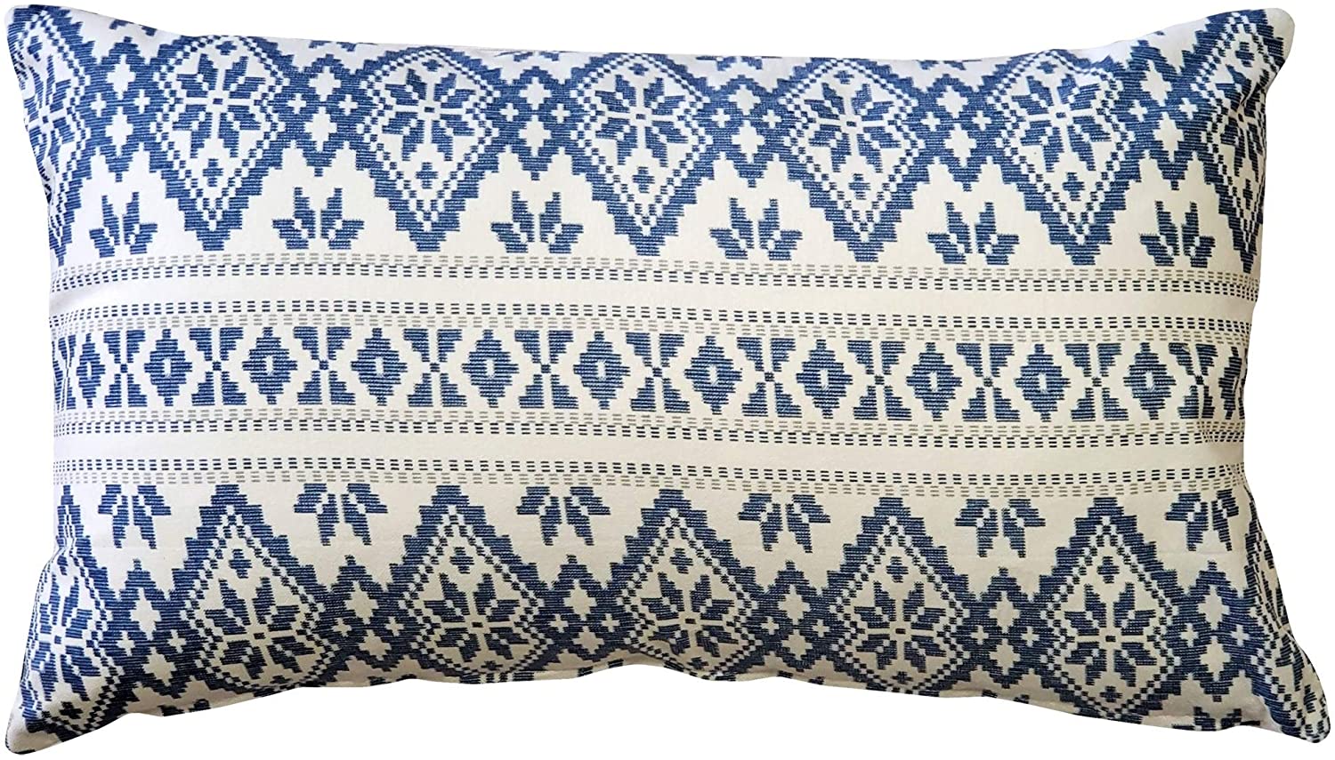 Pillow Decor Blue Diamond Throw 12x19 Modern Contemporary Cotton Removable Cover