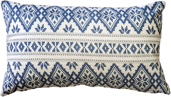 Pillow Decor Blue Diamond Throw 12x19 Modern Contemporary Cotton Removable Cover