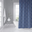 Tribal Diamond Indigo Shower Curtain by Blue Geometric Modern Contemporary Polyester