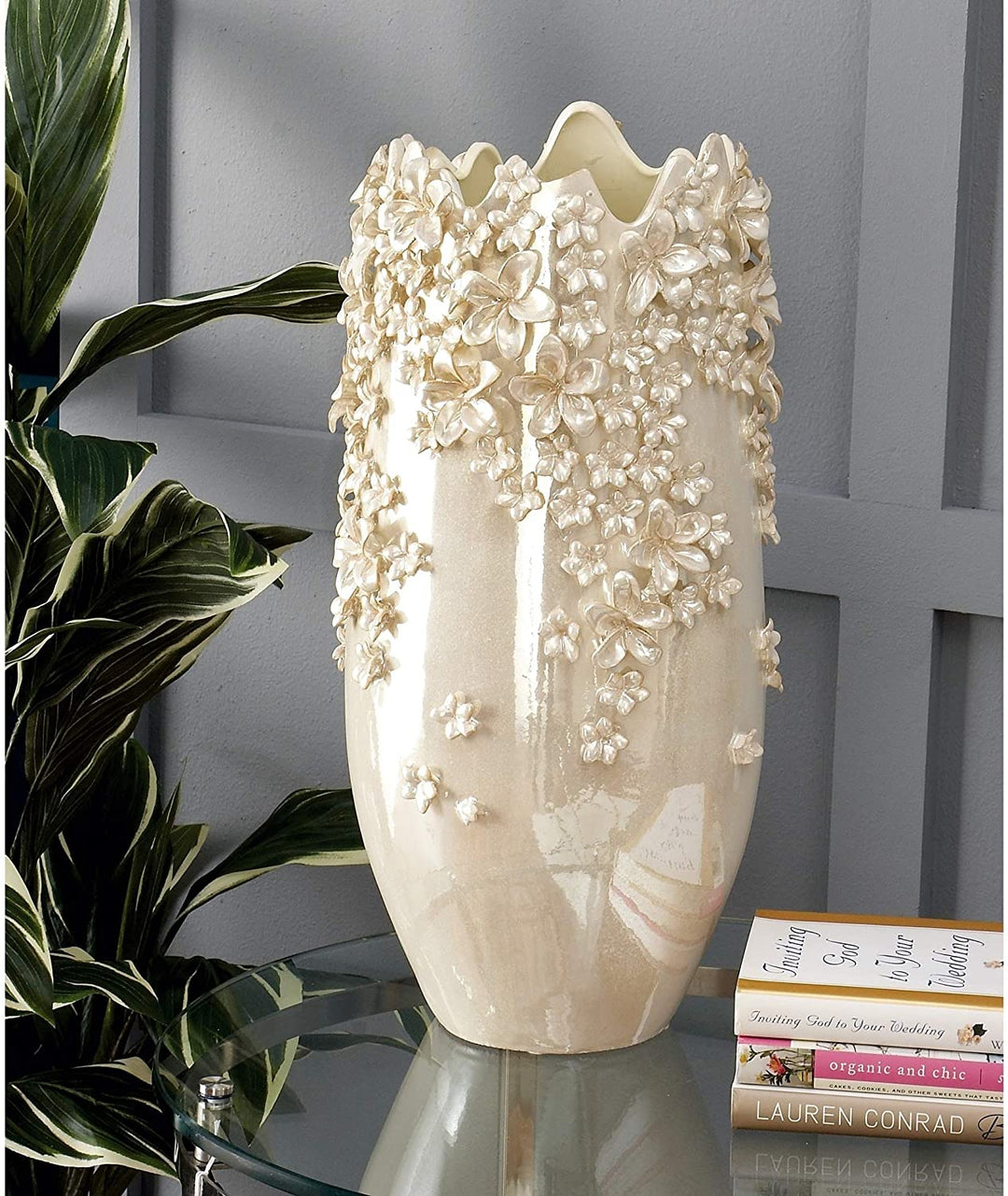 White Ceramic 19 inch High X 10 inch Wide 3D Applique