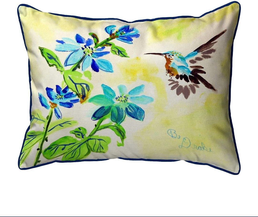 Aqua Hummingbird Small Pillow 11x14 Color Graphic Casual