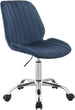 UKN Office Chair Twilight Blue Velvet Chrome Modern Contemporary Wood Adjustable Height