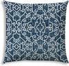 Indigo Jumbo Indoor/Outdoor Zippered Pillow Cover Blue Damask Bohemian Eclectic Polyester Closure