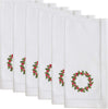Cotton Napkins Embroidered Wreath Design (Set 6) White Square