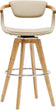 MISC Fabric Bamboo Bar Stool Beige Transitional Natural Finish Footrest Nailheads Swivel