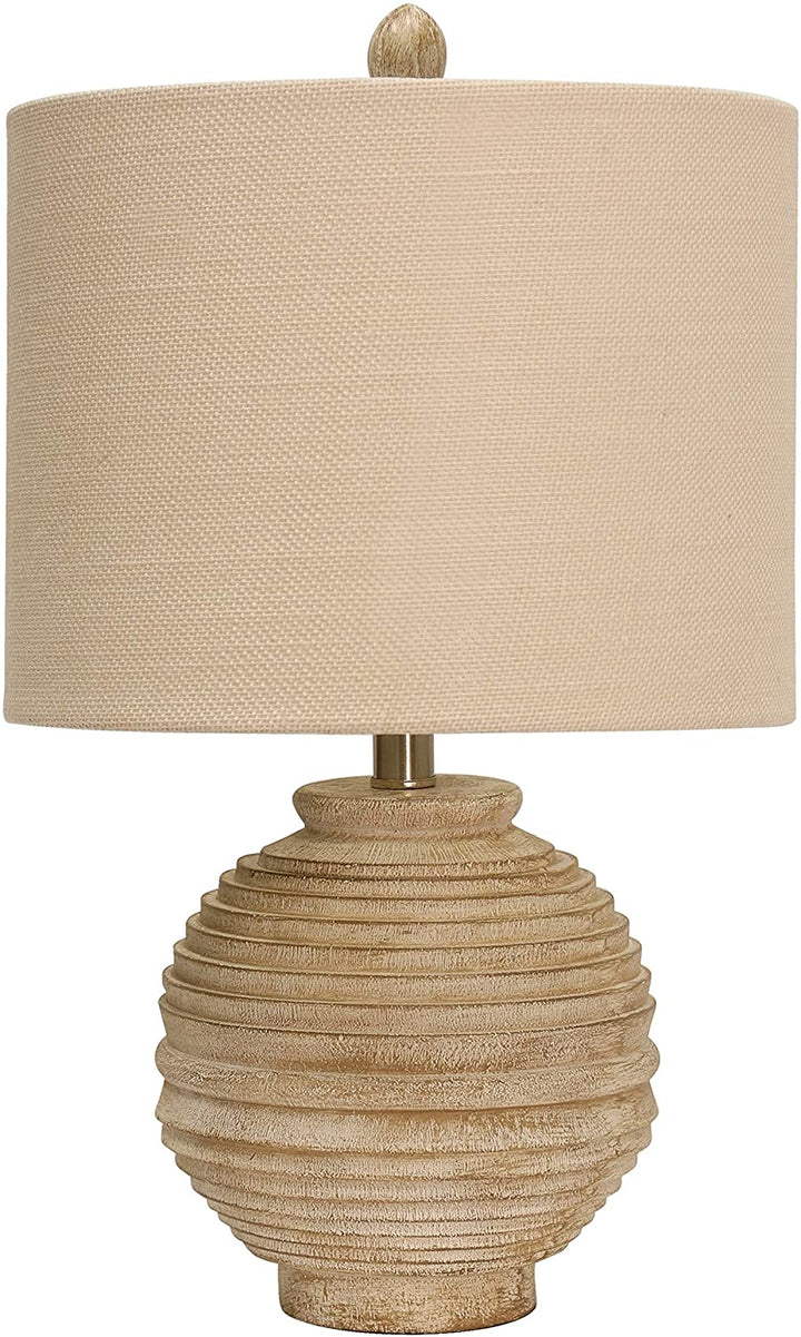 Distressed White Table Lamp Hardback Fabric