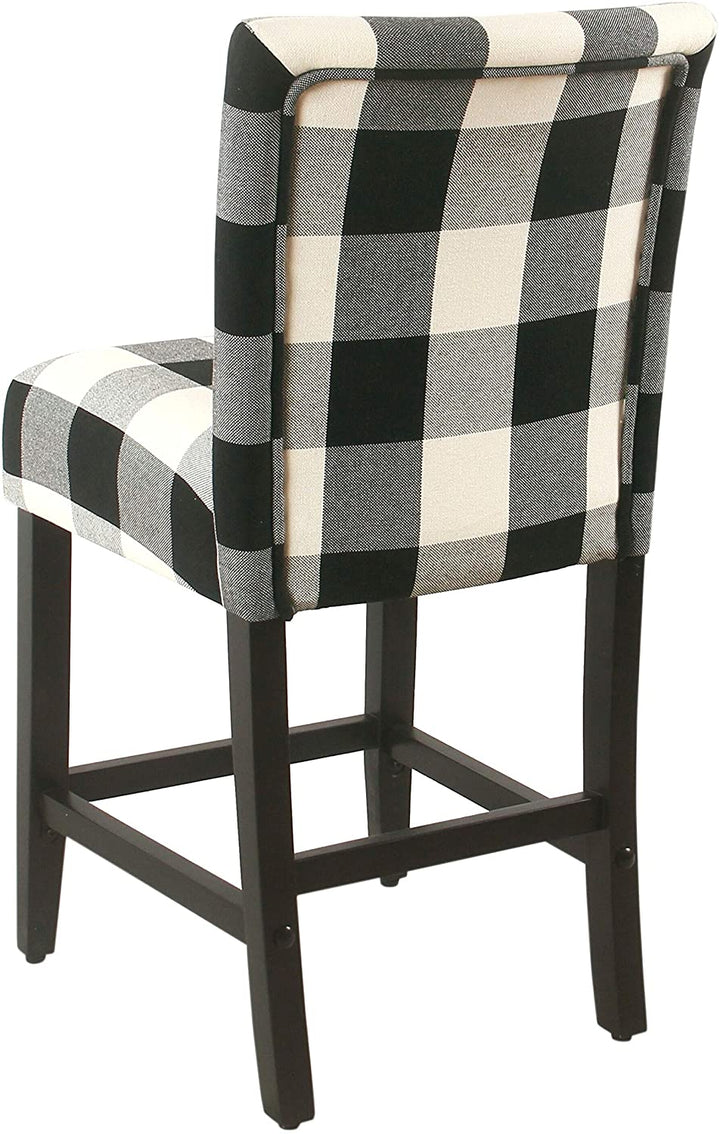 Black/Cream Plaid upholstered Counter Chair 24 Inches Black Modern Contemporary Transitional Fabric Finish Footrest - Diamond Home USA