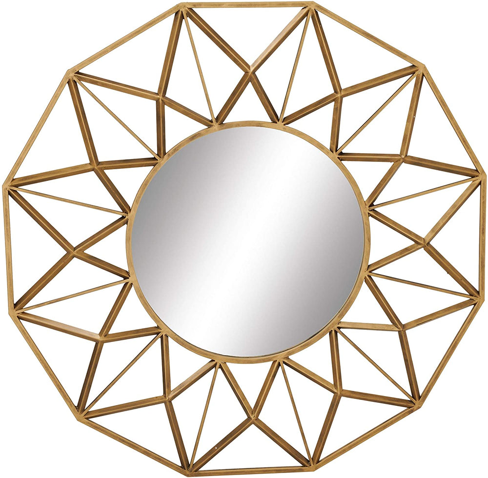 Round Geometric Wall Mirror Gold Modern Contemporary - Diamond Home USA