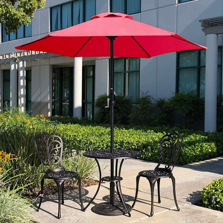 7 5' Outdoor Patio Umbrella Striped Market Umbrella(red)