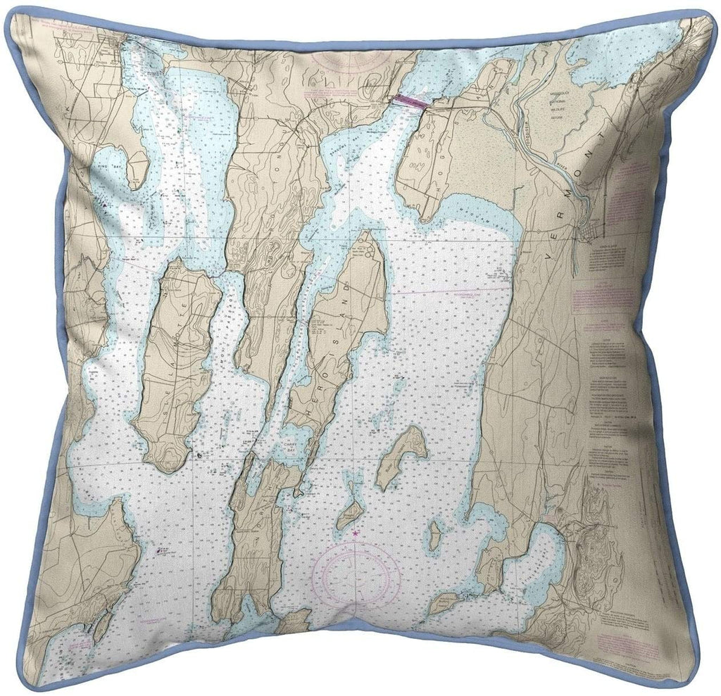 Unknown1 North Hero Island Vt Nautical Map Small Pillow 12x12 Color Graphic Coastal Polyester Single Water Resistant