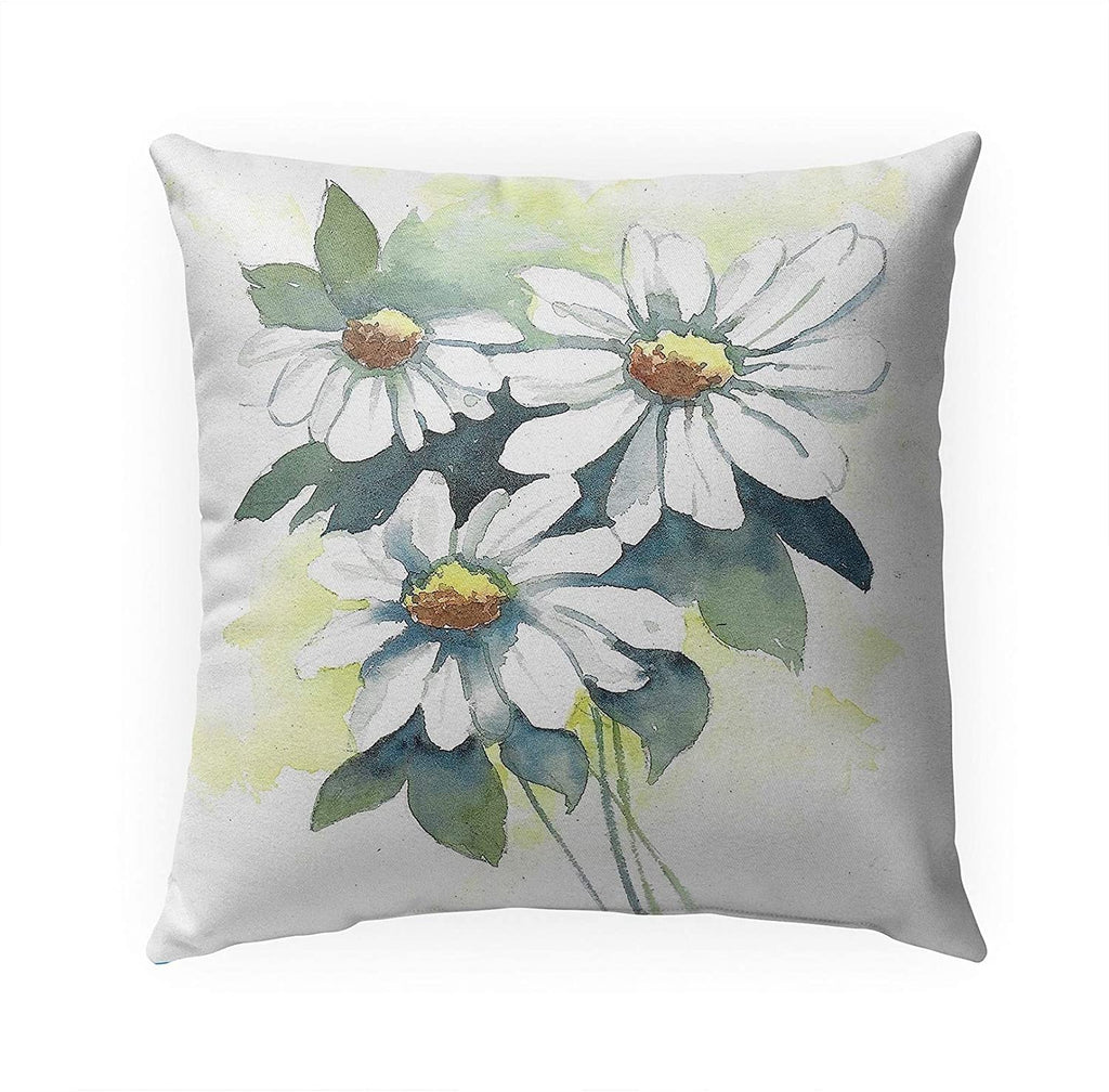 MISC Daisies Indoor|Outdoor Pillow by 18x18 Green Traditional Polyester Removable Cover
