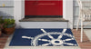 Unknown1 Frontporch Ship Wheel Indoor/Outdoor Rug Navy 30"x48" Blue Novelty Rectangle Polyester Contains Latex