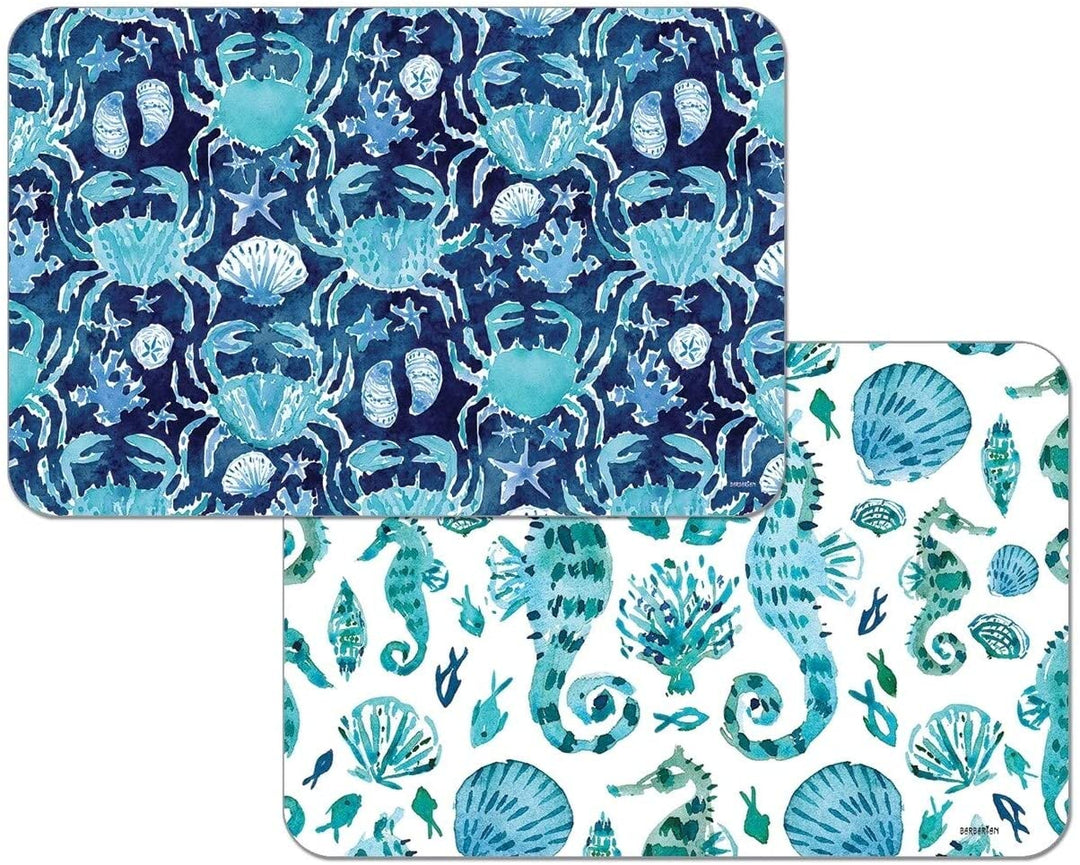 Wipe Clean Plastic Placemats Set 4 Ocean Fantasy Color