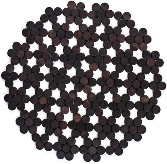 Exotic Wood Rose Placemat Handmade Dark Brown (Set 2) Geometric Farmhouse Oblong