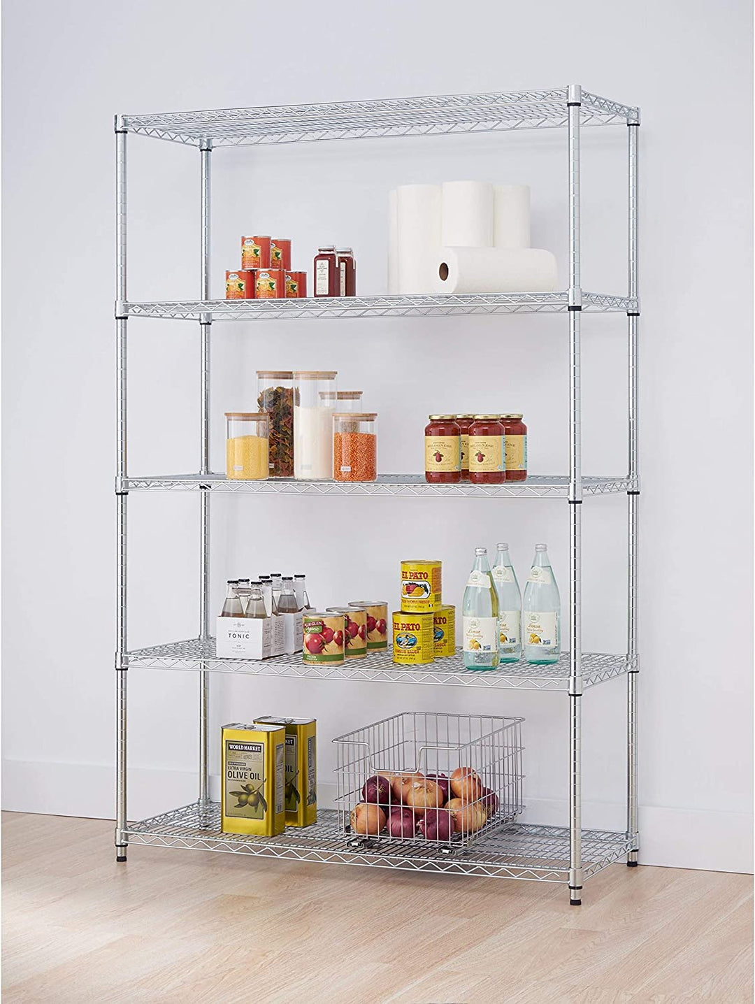 Steel 5 Tier Shelving Rack Silver