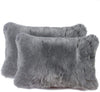 Unknown1 New Zealand Sheepskin Pillow 12x20 2 Pack Grey Solid Color Modern Contemporary Set 2