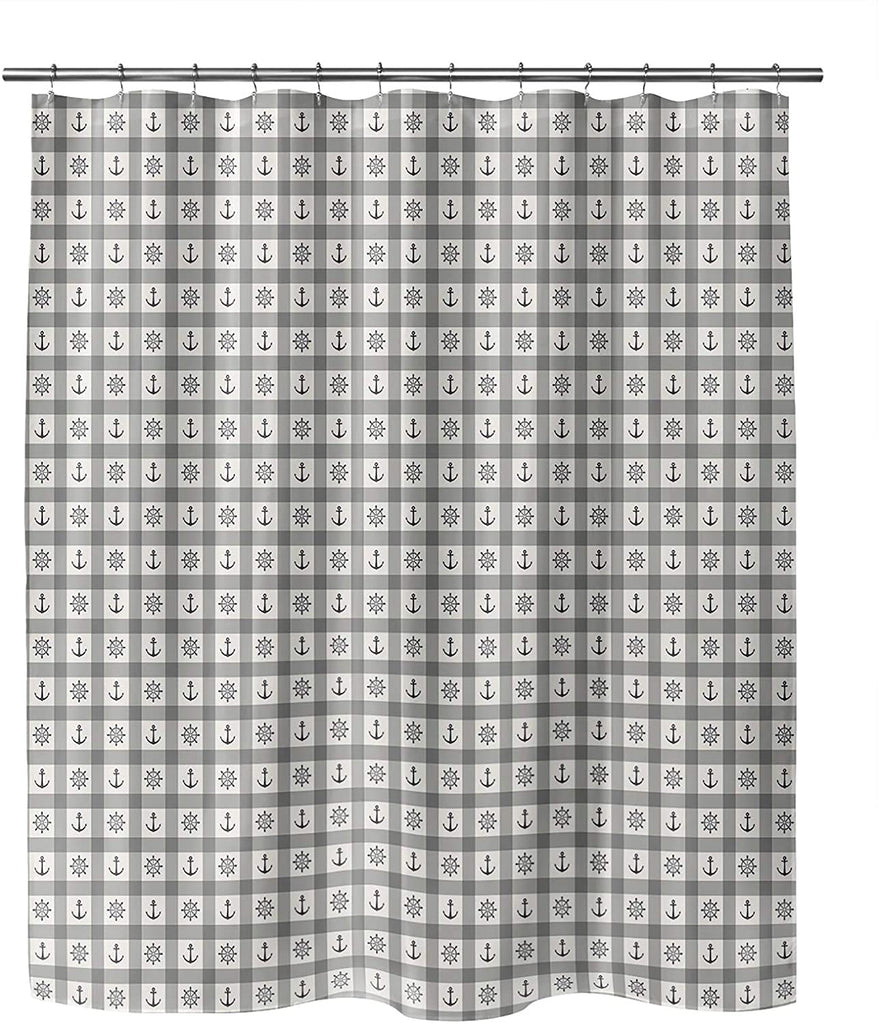 MISC Anchor Grey Shower Curtain by 71x74 Grey Geometric Nautical Coastal Polyester
