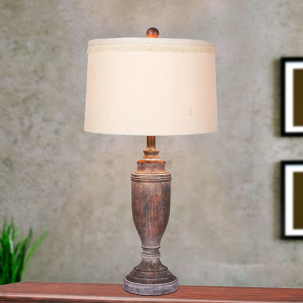 s 29 5 Distressed Formal Urn Resin Table Lamp Cottage Antique Brown