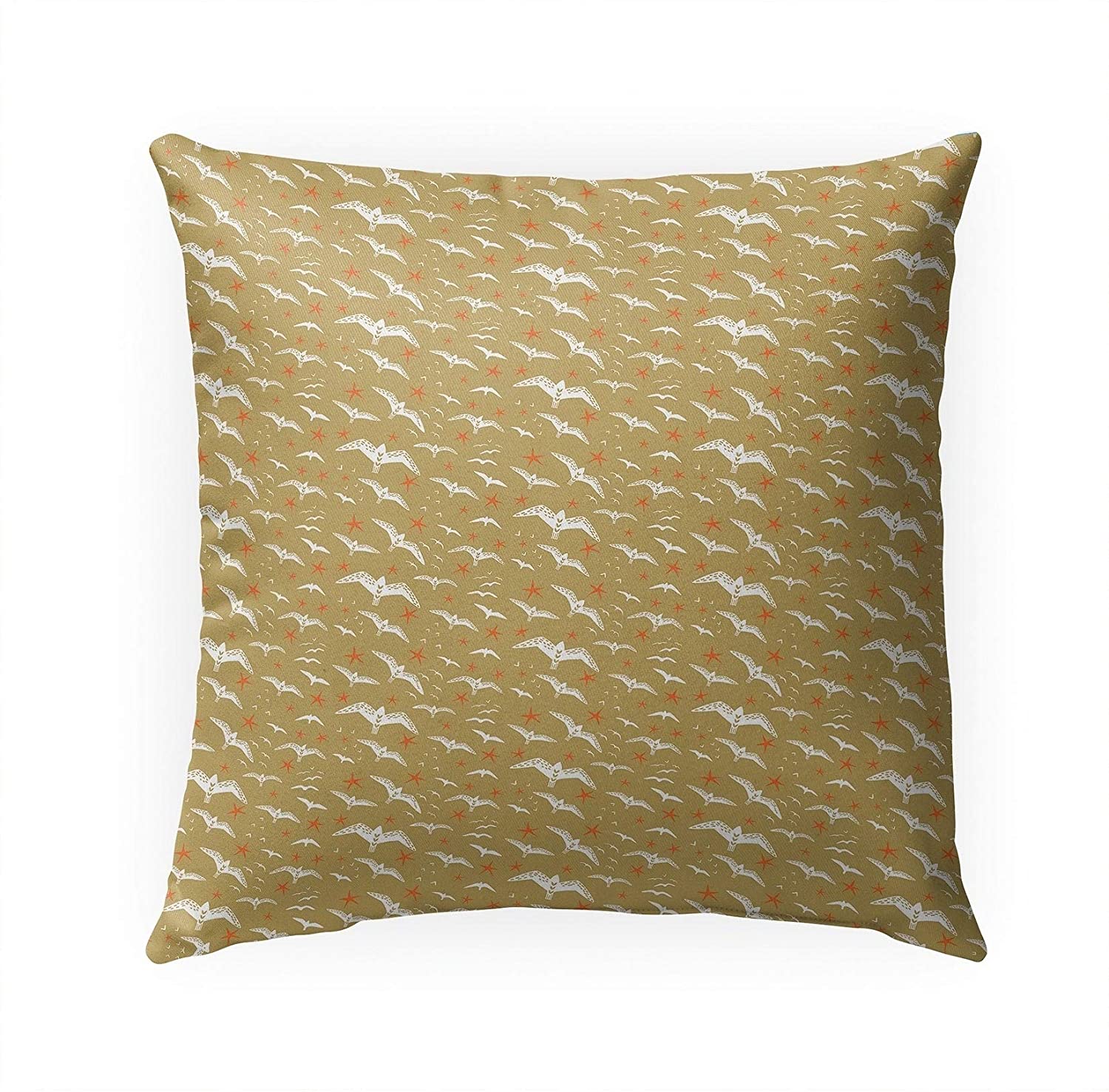 MISC Sea Birds Indoor|Outdoor Pillow by Chi Hey Lee 18x18 Tan Geometric Nautical Coastal Polyester Removable Cover
